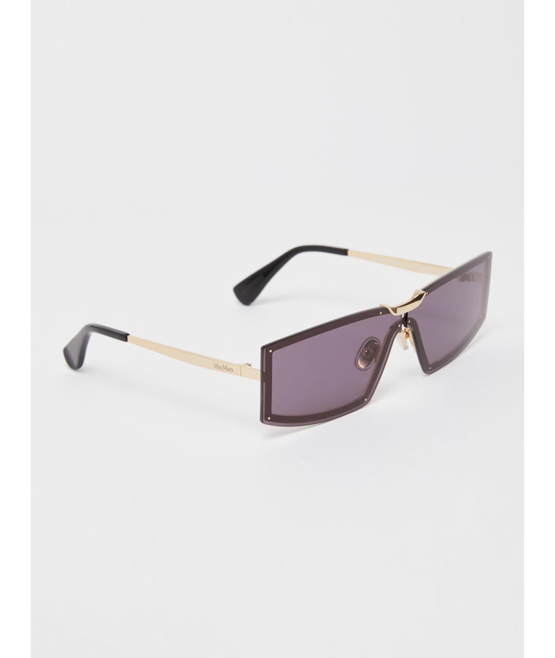 MAX MARA Золотые металлические солнцезащитные очки, фото 2