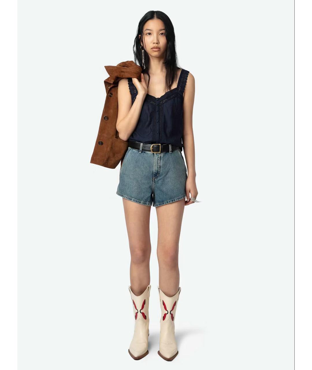 ZADIG & VOLTAIRE Синяя хлопковая майка, фото 2