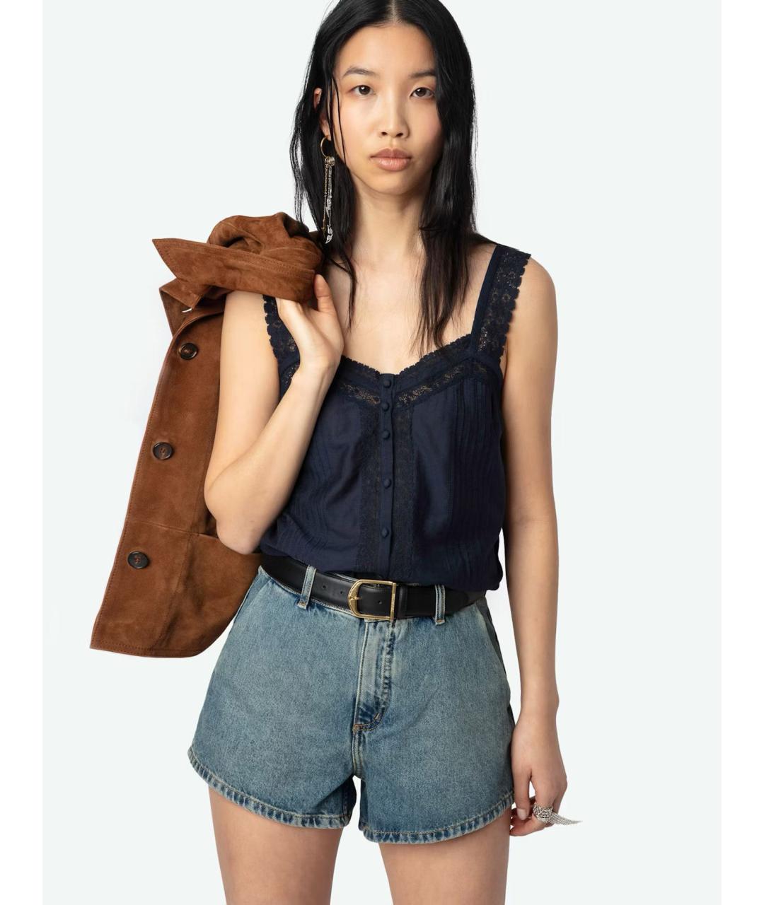 ZADIG & VOLTAIRE Синяя хлопковая майка, фото 4