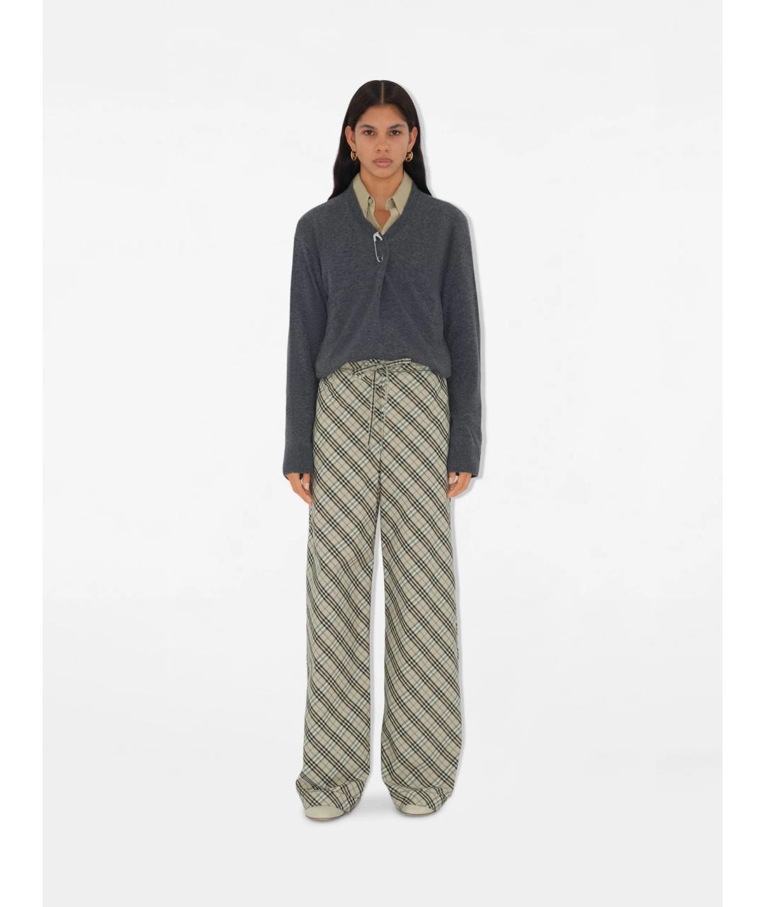 BURBERRY Мульти хлопковые брюки широкие, фото 2