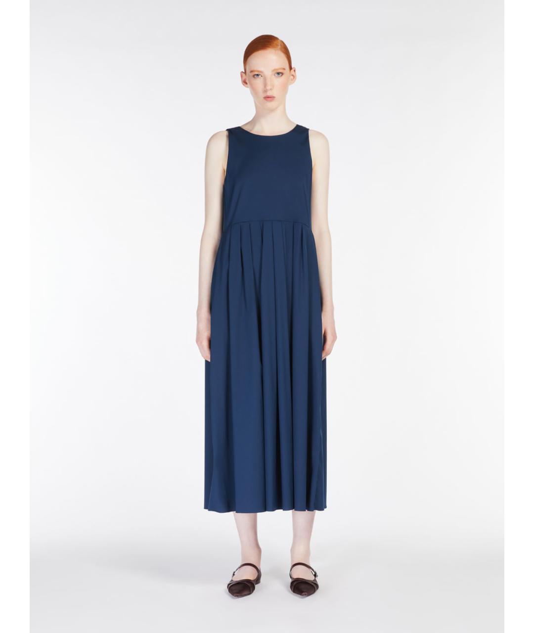 'S MAX MARA Синее хлопковое повседневное платье, фото 4