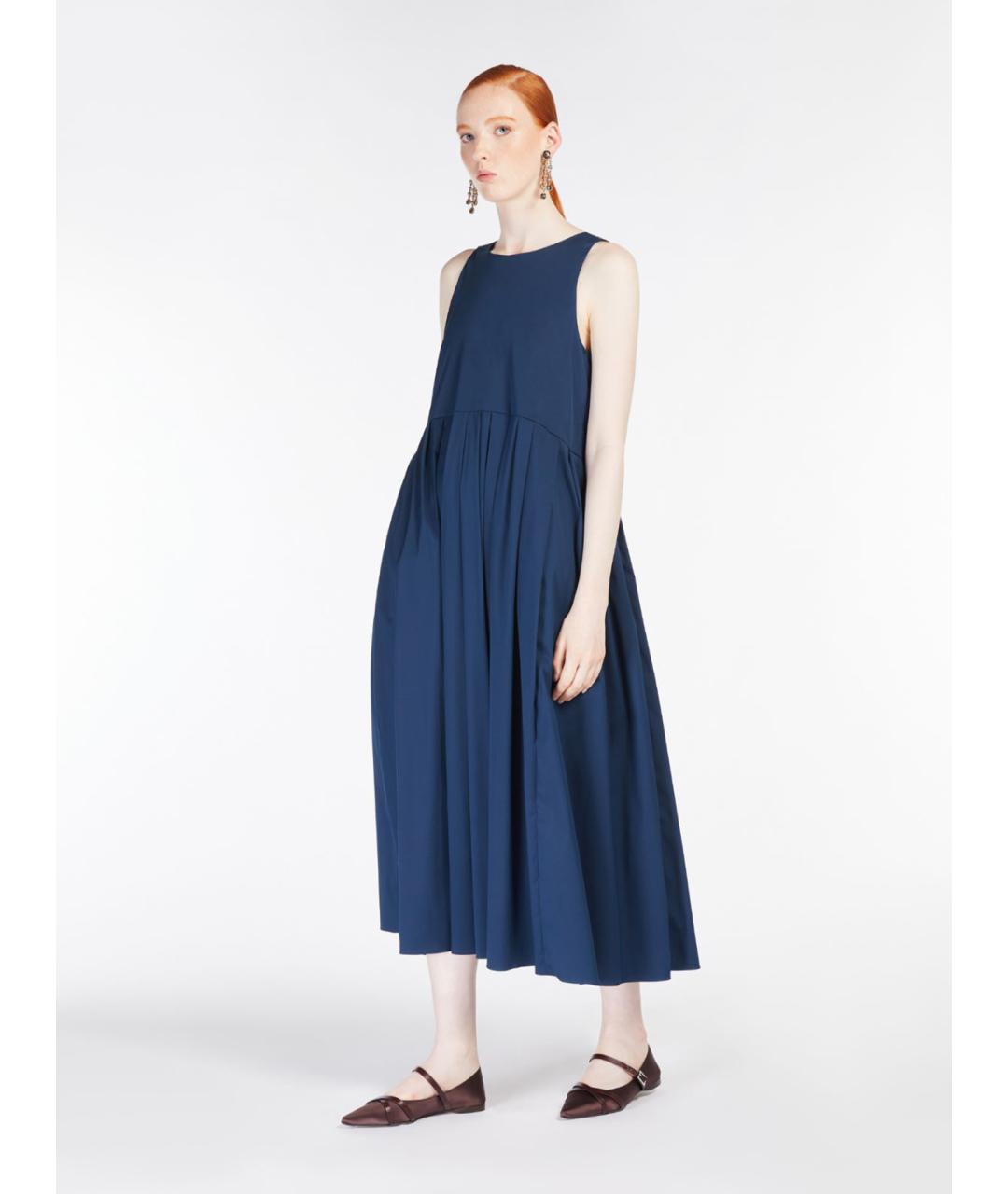 'S MAX MARA Синее хлопковое повседневное платье, фото 2