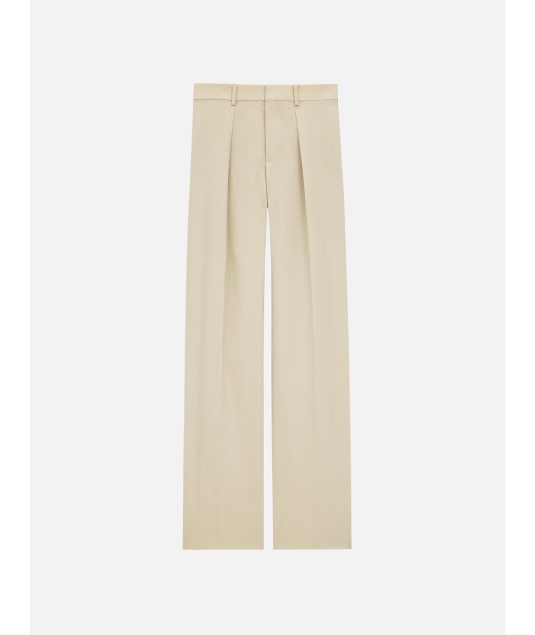SAINT LAURENT Бежевые шерстяные брюки широкие, фото 3