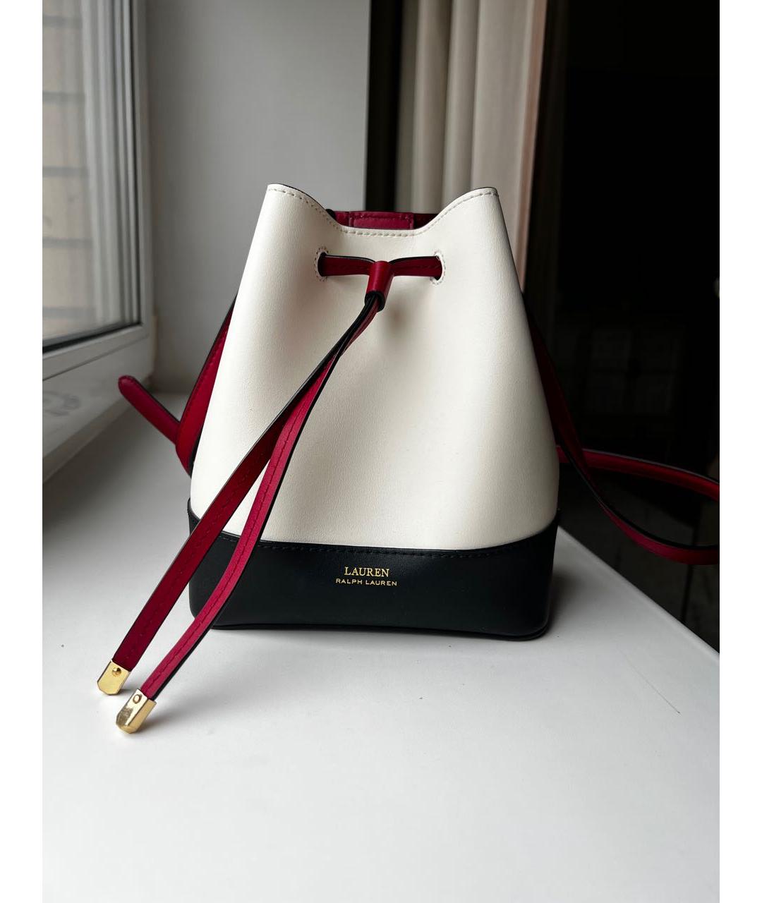 RALPH LAUREN Белая кожаная сумка через плечо, фото 5