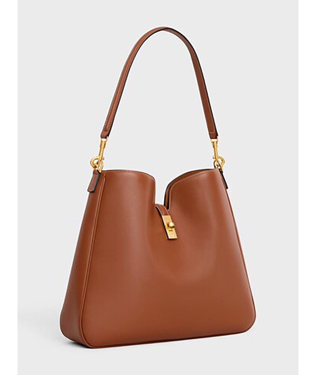 CELINE Коричневая кожаная сумка через плечо, фото 2