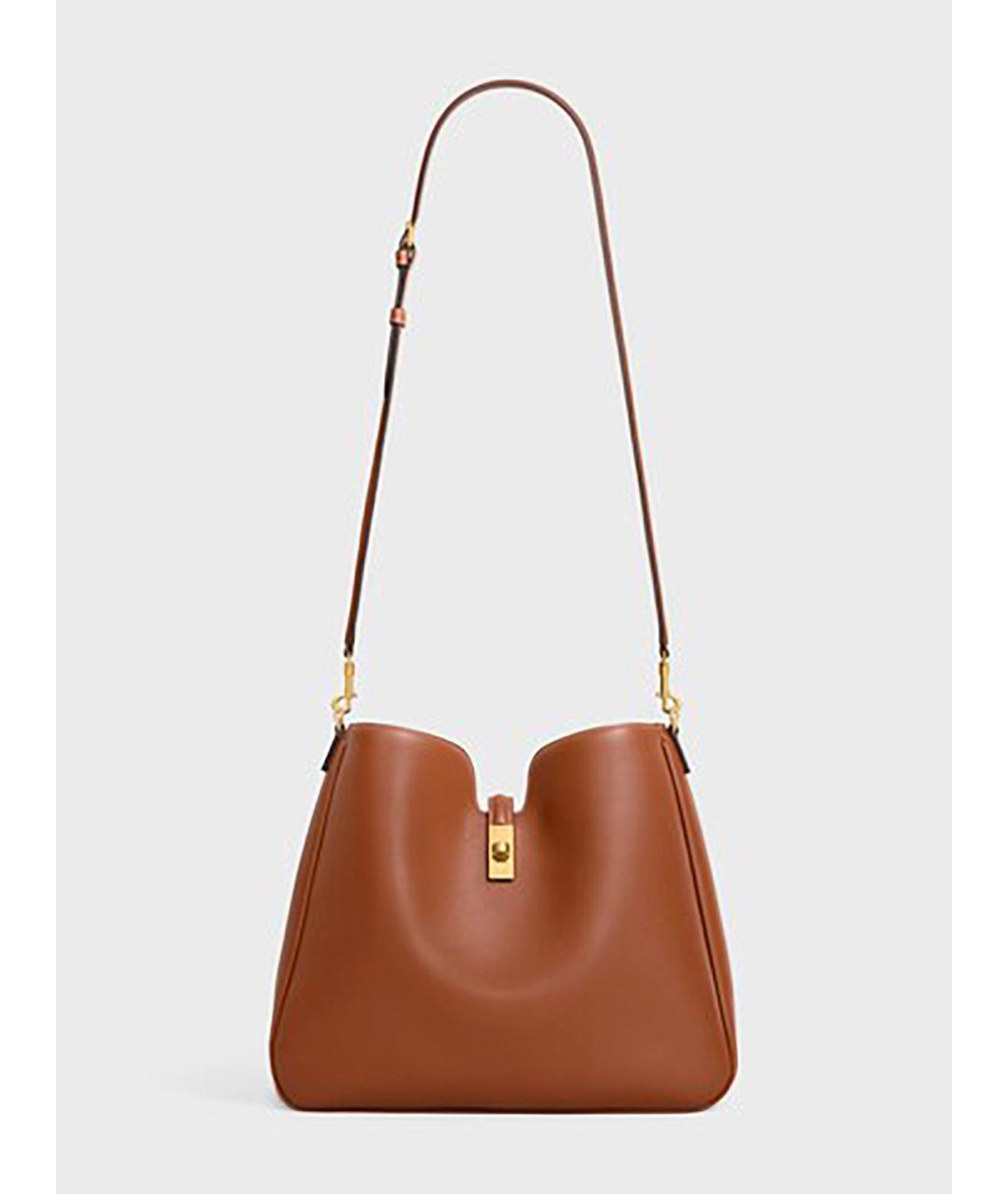 CELINE Коричневая кожаная сумка через плечо, фото 3