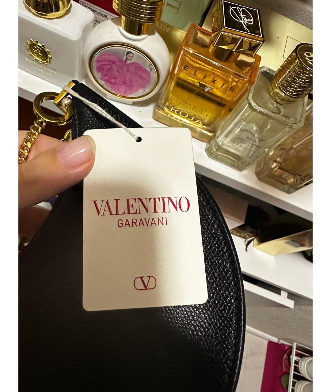 VALENTINO Черная кожаная сумка с короткими ручками, фото 8