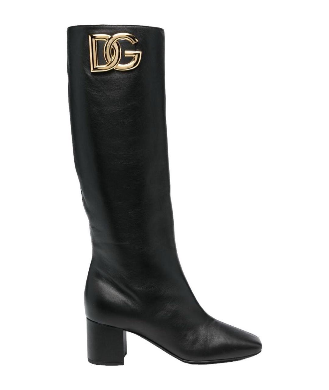 DOLCE&GABBANA Черные кожаные сапоги, фото 2