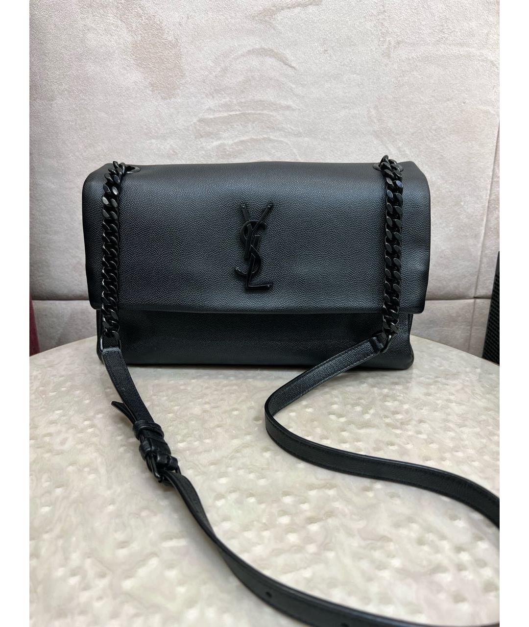 SAINT LAURENT Черная кожаная сумка через плечо, фото 9