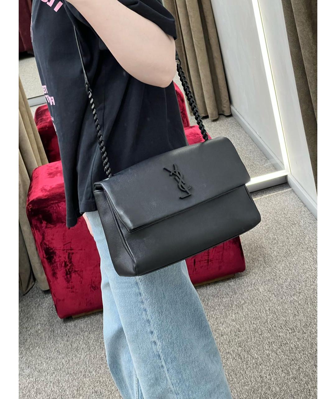 SAINT LAURENT Черная кожаная сумка через плечо, фото 8