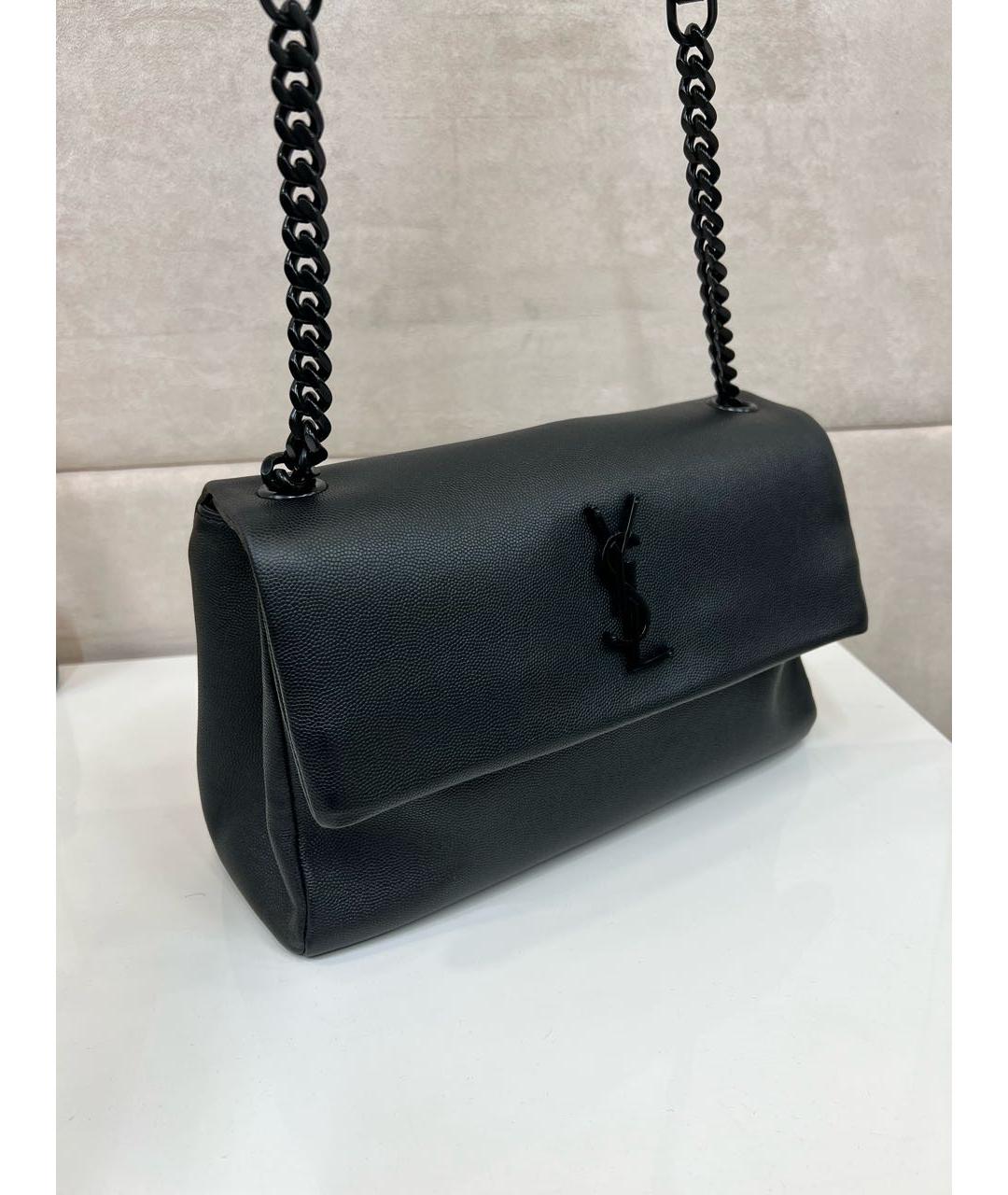 SAINT LAURENT Черная кожаная сумка через плечо, фото 2