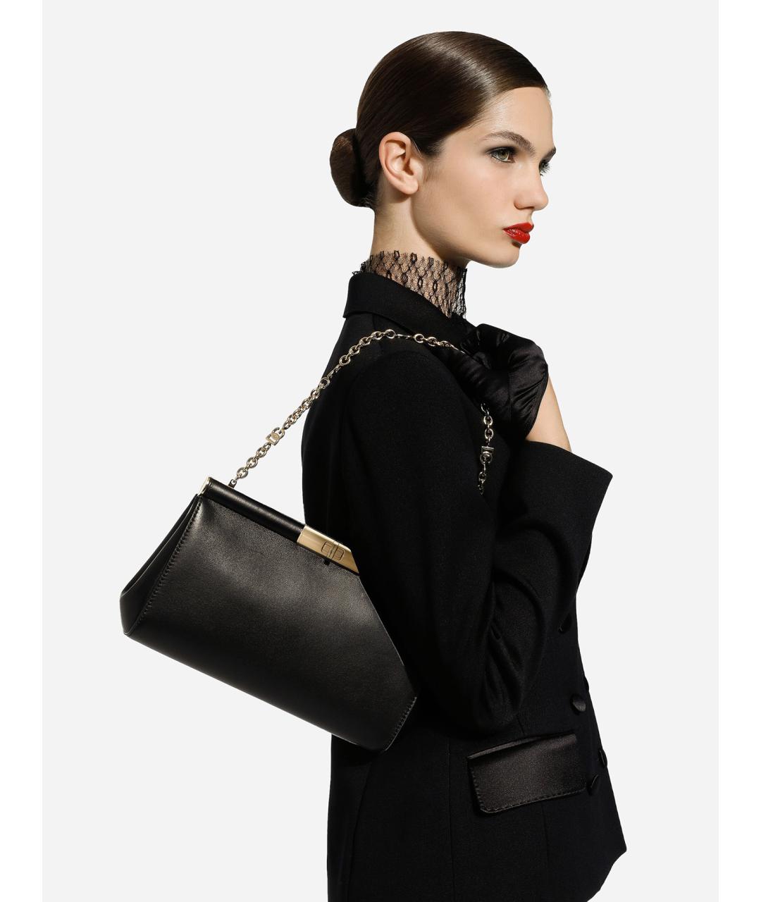 DOLCE&GABBANA Черная кожаная сумка через плечо, фото 2