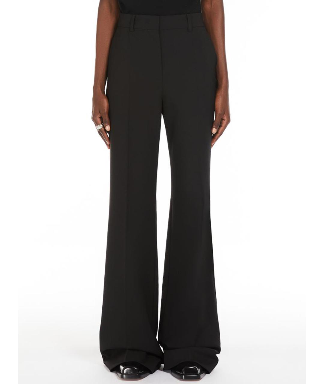 SPORTMAX Черные шерстяные брюки широкие, фото 2