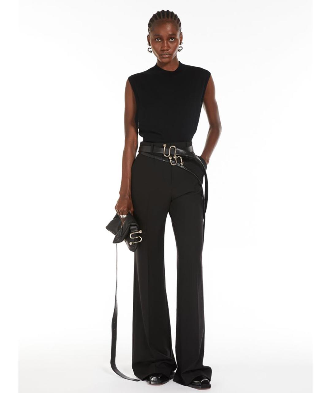 SPORTMAX Черные шерстяные брюки широкие, фото 4