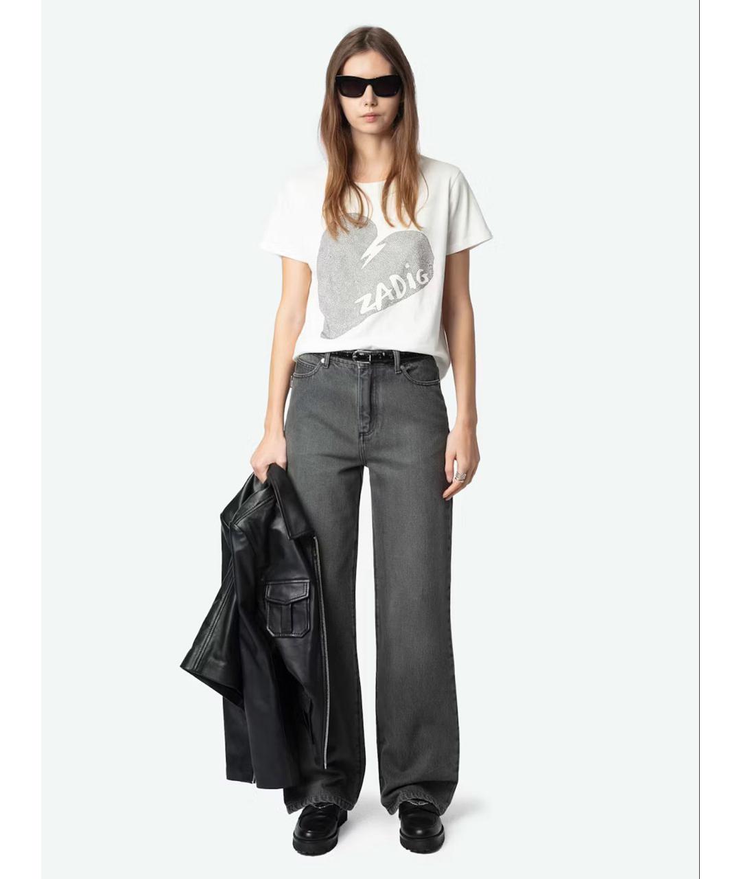 ZADIG & VOLTAIRE Серые хлопковые прямые джинсы, фото 2