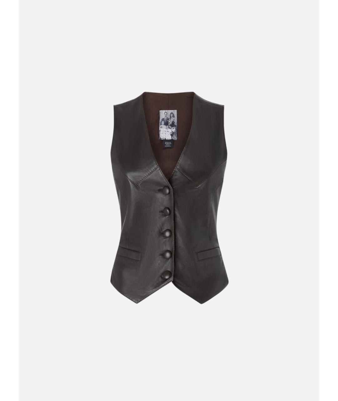 PINKO Черный кожаный жилет, фото 7