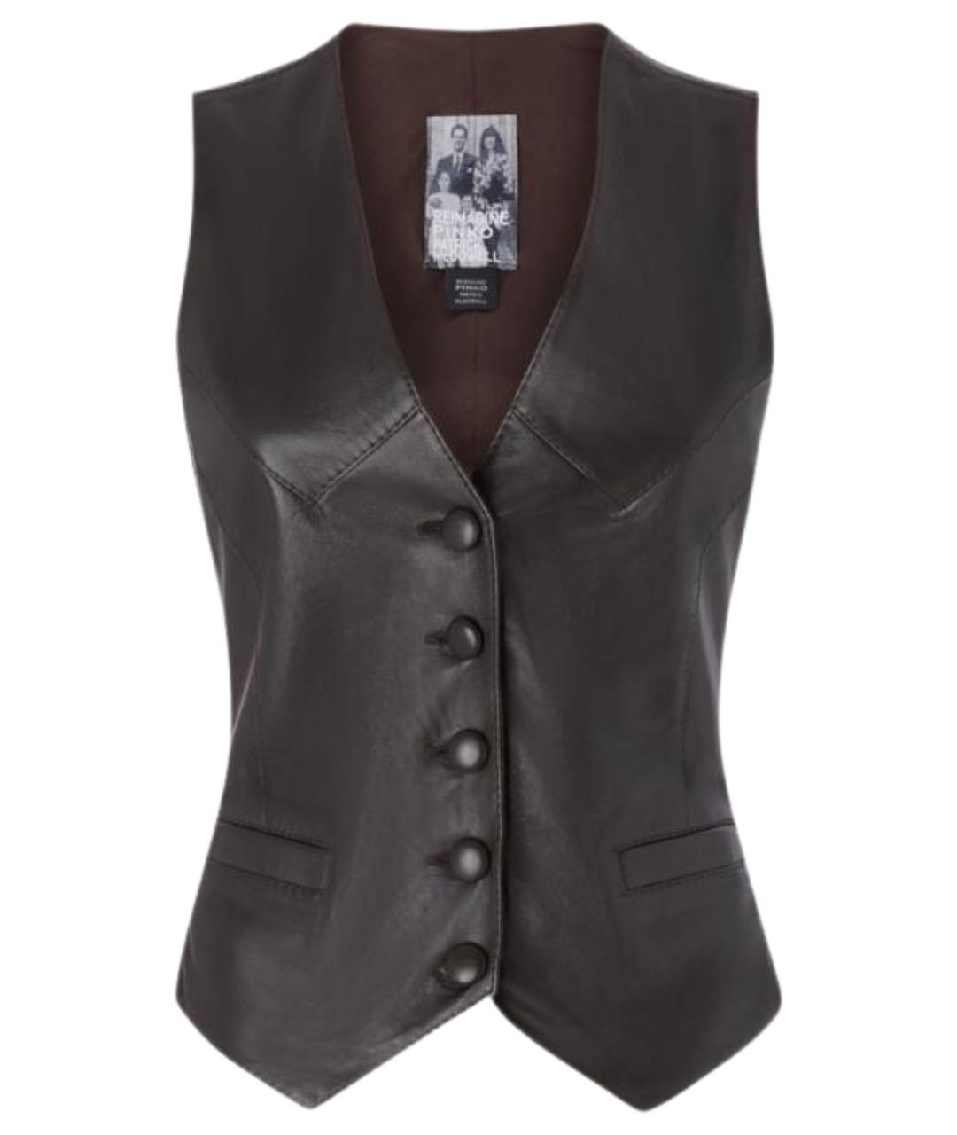 PINKO Черный кожаный жилет, фото 1