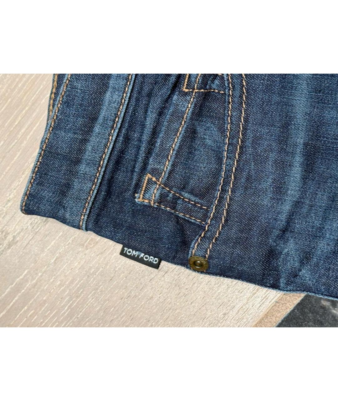 TOM FORD Синие хлопко-эластановые джинсы слим, фото 3
