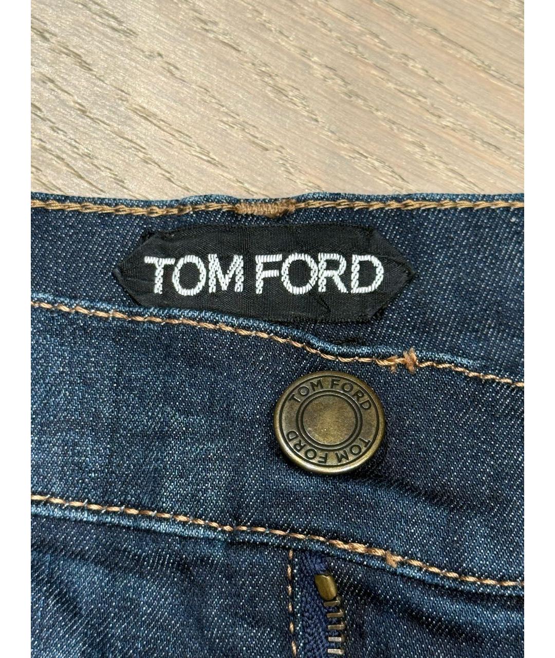 TOM FORD Синие хлопко-эластановые джинсы слим, фото 4