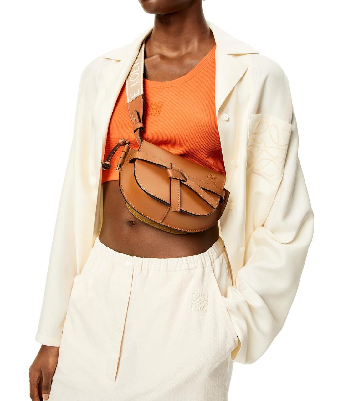 LOEWE Коричневая кожаная сумка через плечо, фото 4