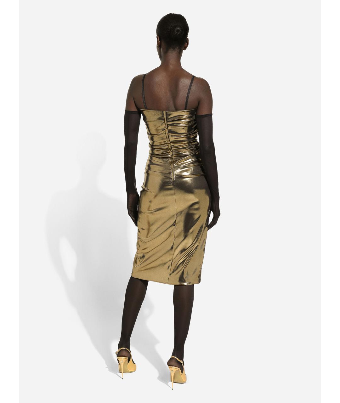 DOLCE&GABBANA Золотое ацетатное вечернее платье, фото 4