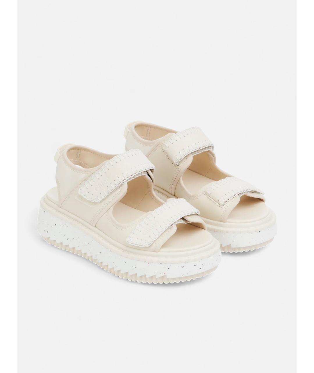 CHLOE Бежевые текстильные сандалии, фото 2