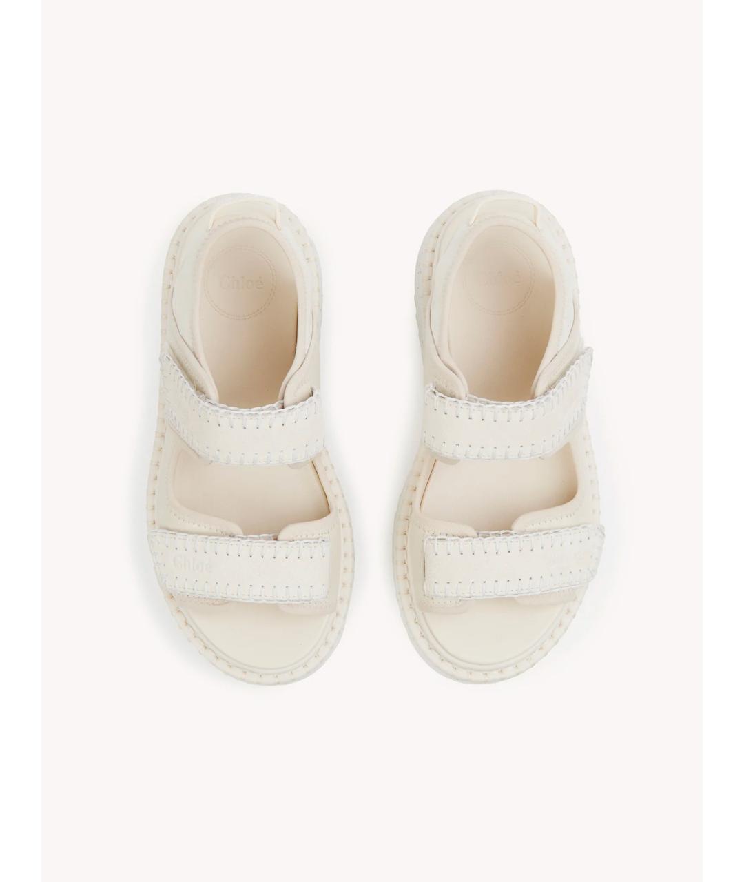 CHLOE Бежевые текстильные сандалии, фото 3