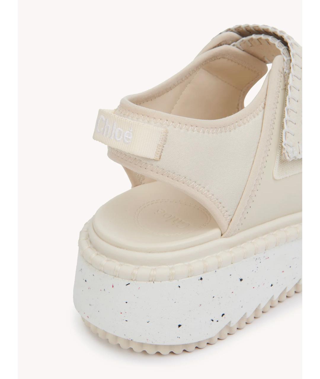 CHLOE Бежевые текстильные сандалии, фото 4