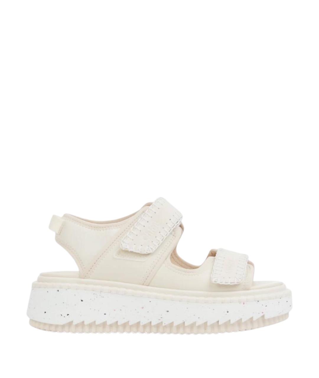 CHLOE Бежевые текстильные сандалии, фото 1