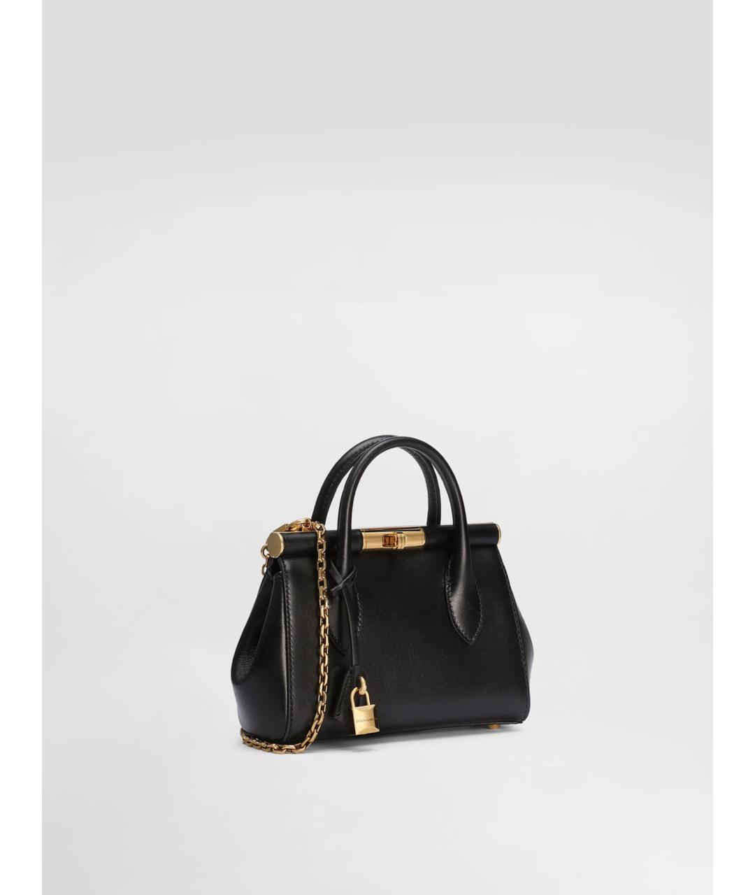 DOLCE&GABBANA Черная кожаная сумка тоут, фото 3