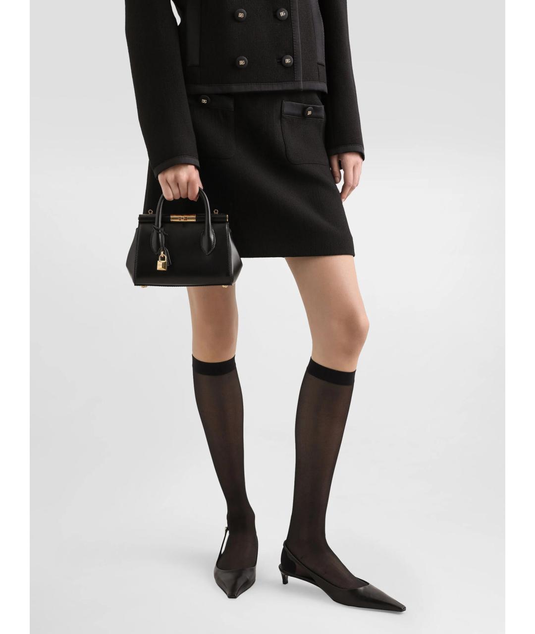 DOLCE&GABBANA Черная кожаная сумка тоут, фото 2