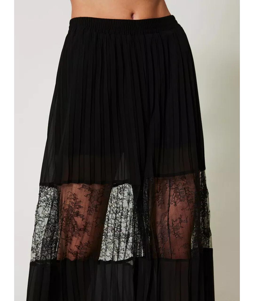 TWIN-SET Черные полиэстеровые брюки широкие, фото 5