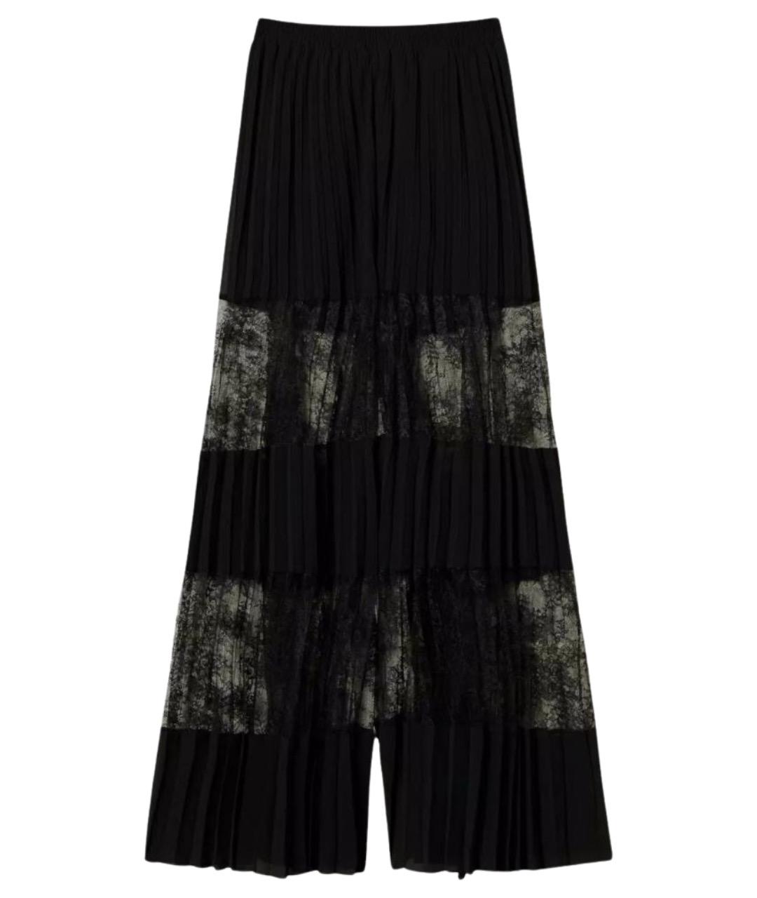 TWIN-SET Черные полиэстеровые брюки широкие, фото 1