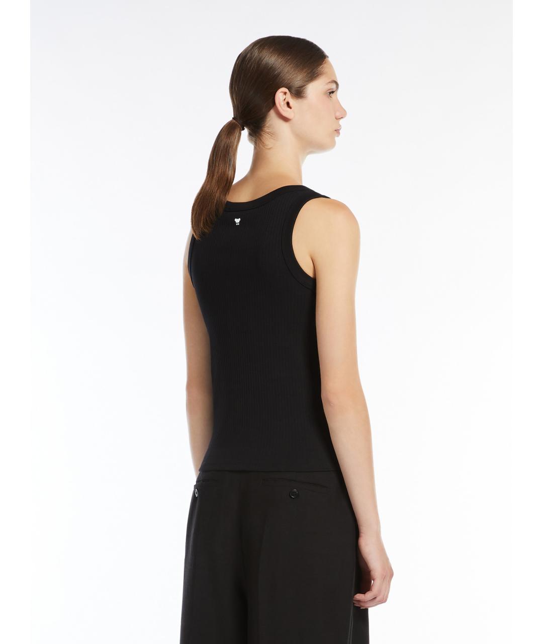 WEEKEND MAX MARA Черная хлопковая майка, фото 3