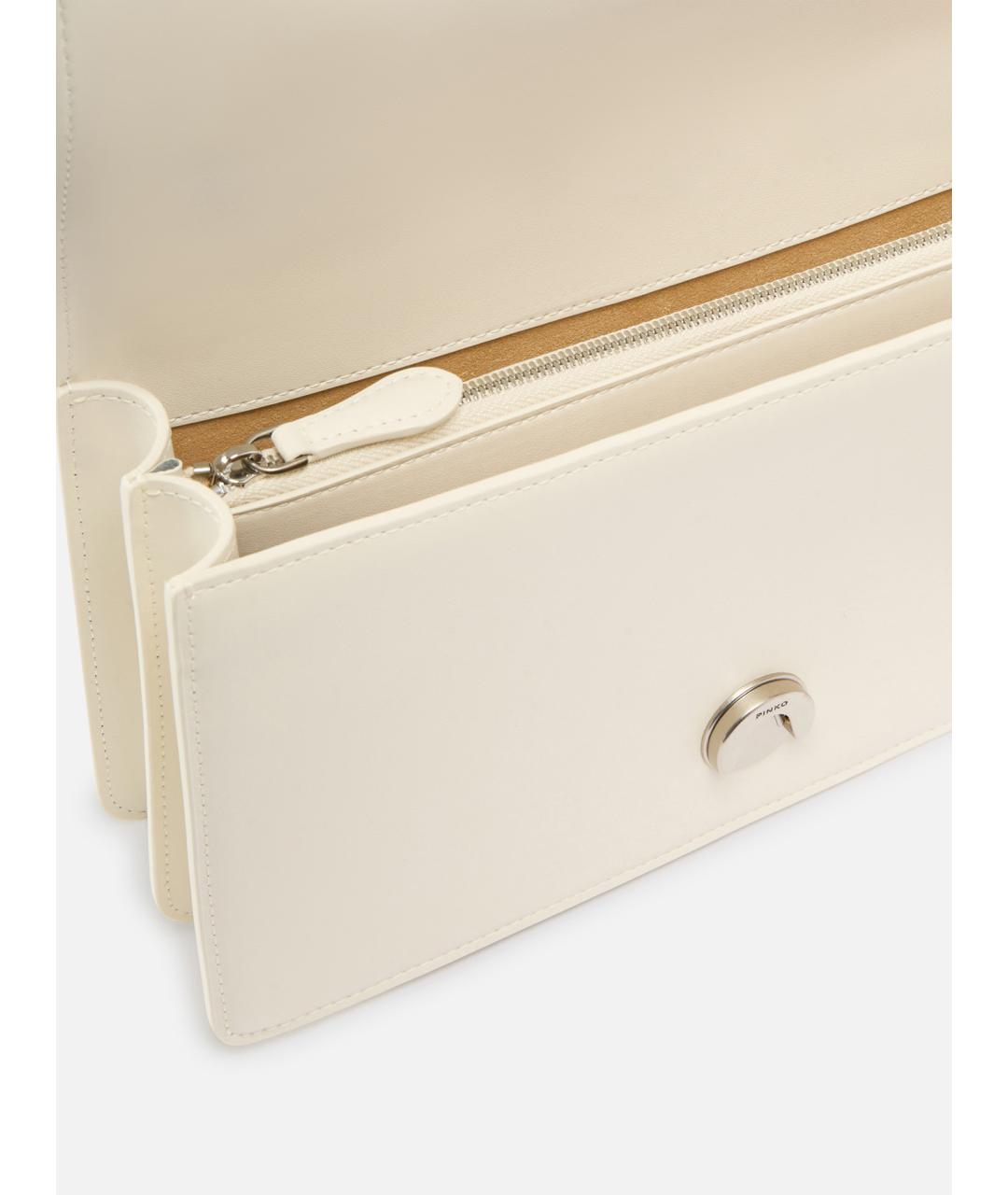 PINKO Бежевая кожаная сумка через плечо, фото 4