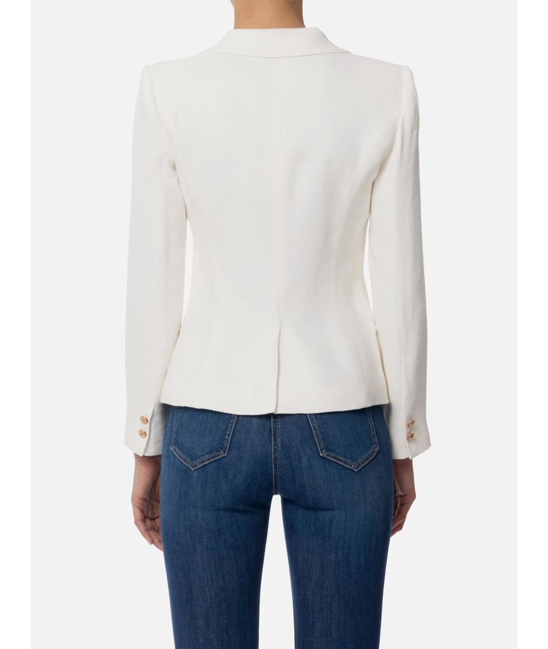 ELISABETTA FRANCHI Белый шерстяной жакет/пиджак, фото 4
