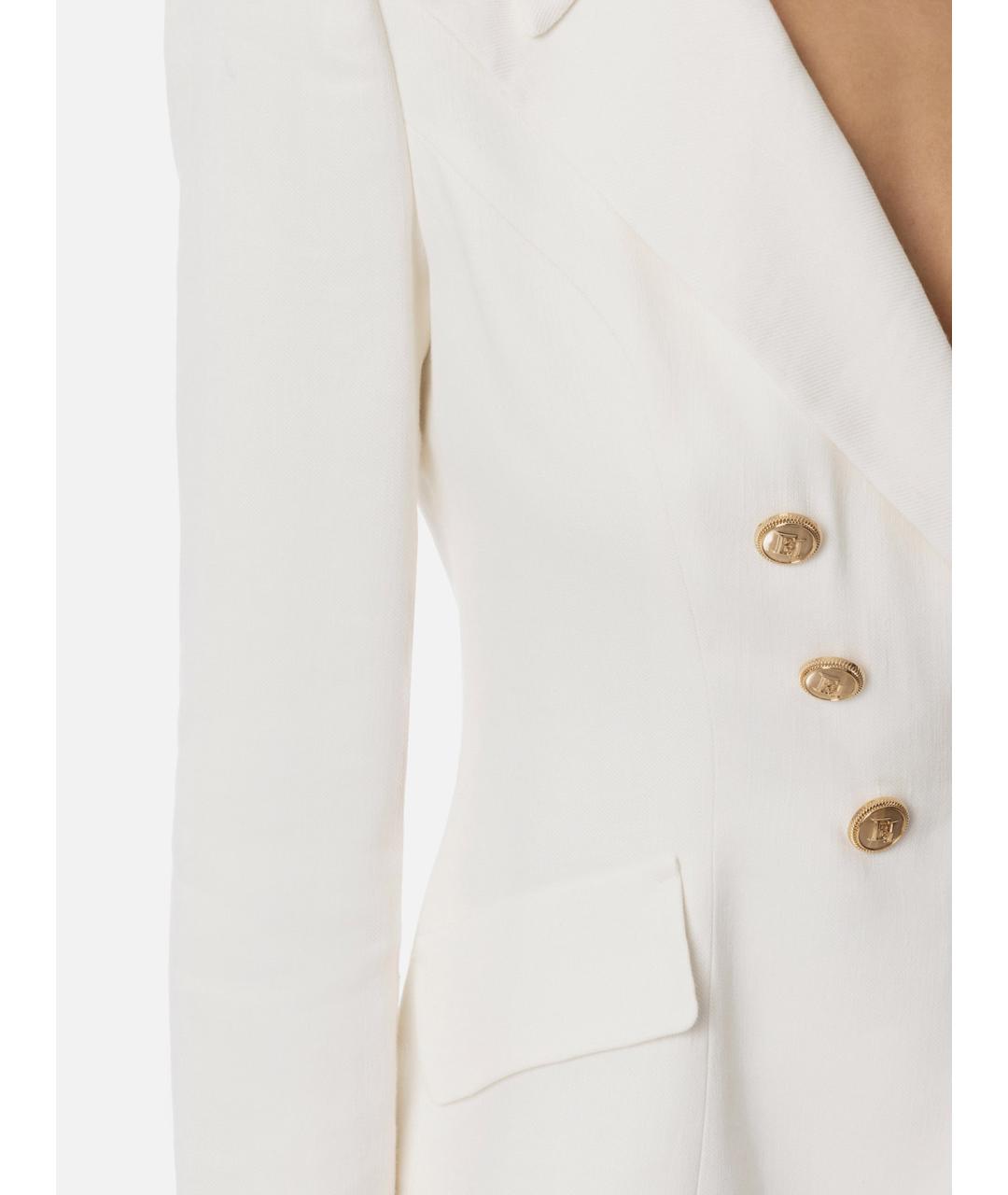 ELISABETTA FRANCHI Белый шерстяной жакет/пиджак, фото 3
