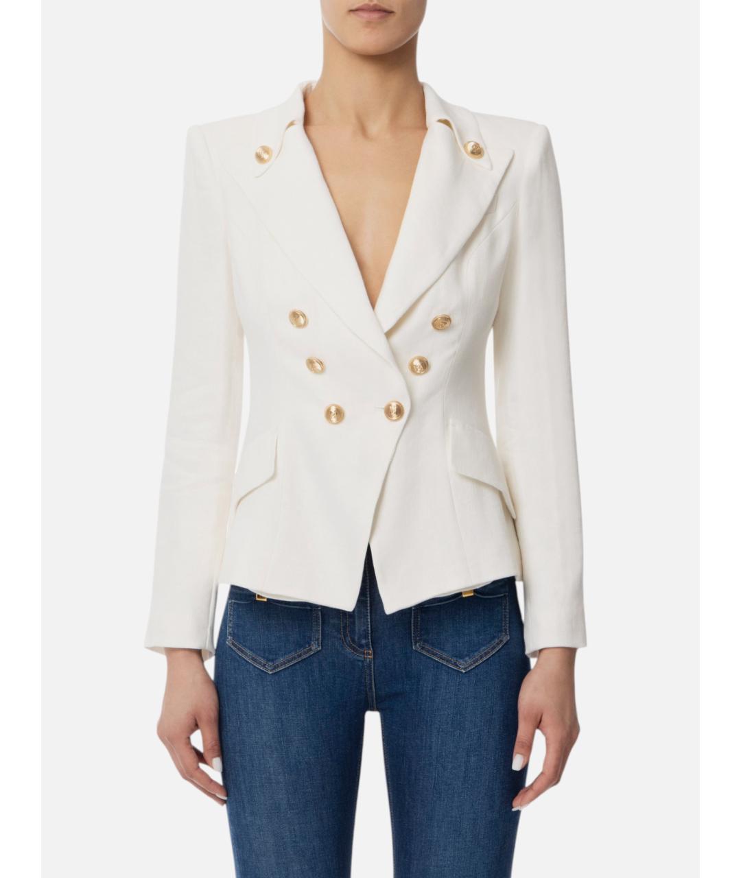 ELISABETTA FRANCHI Белый шерстяной жакет/пиджак, фото 2