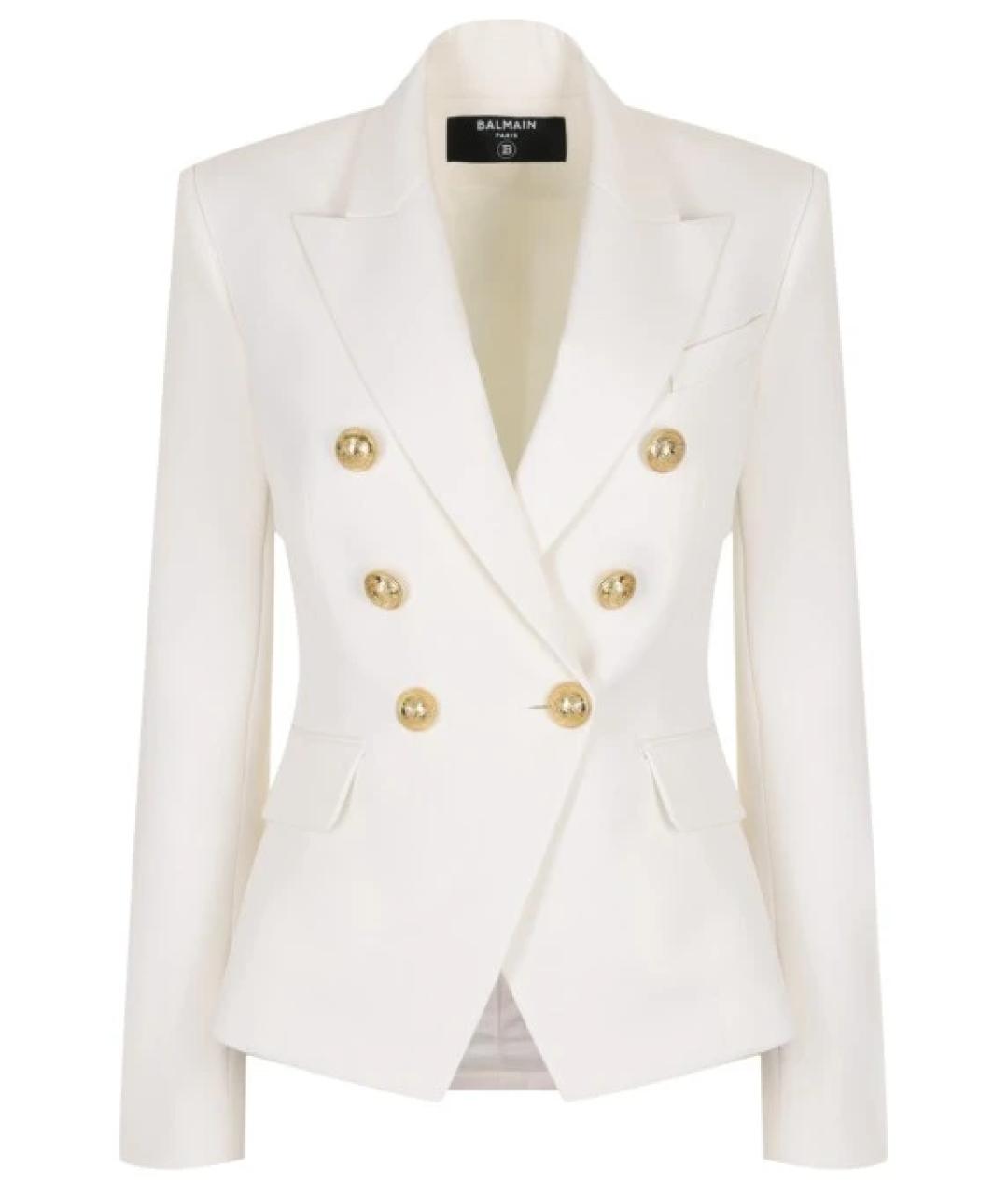 ELISABETTA FRANCHI Белый шерстяной жакет/пиджак, фото 1