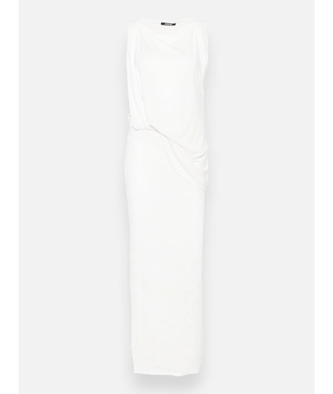 JACQUEMUS Белое вискозное коктейльное платье, фото 6
