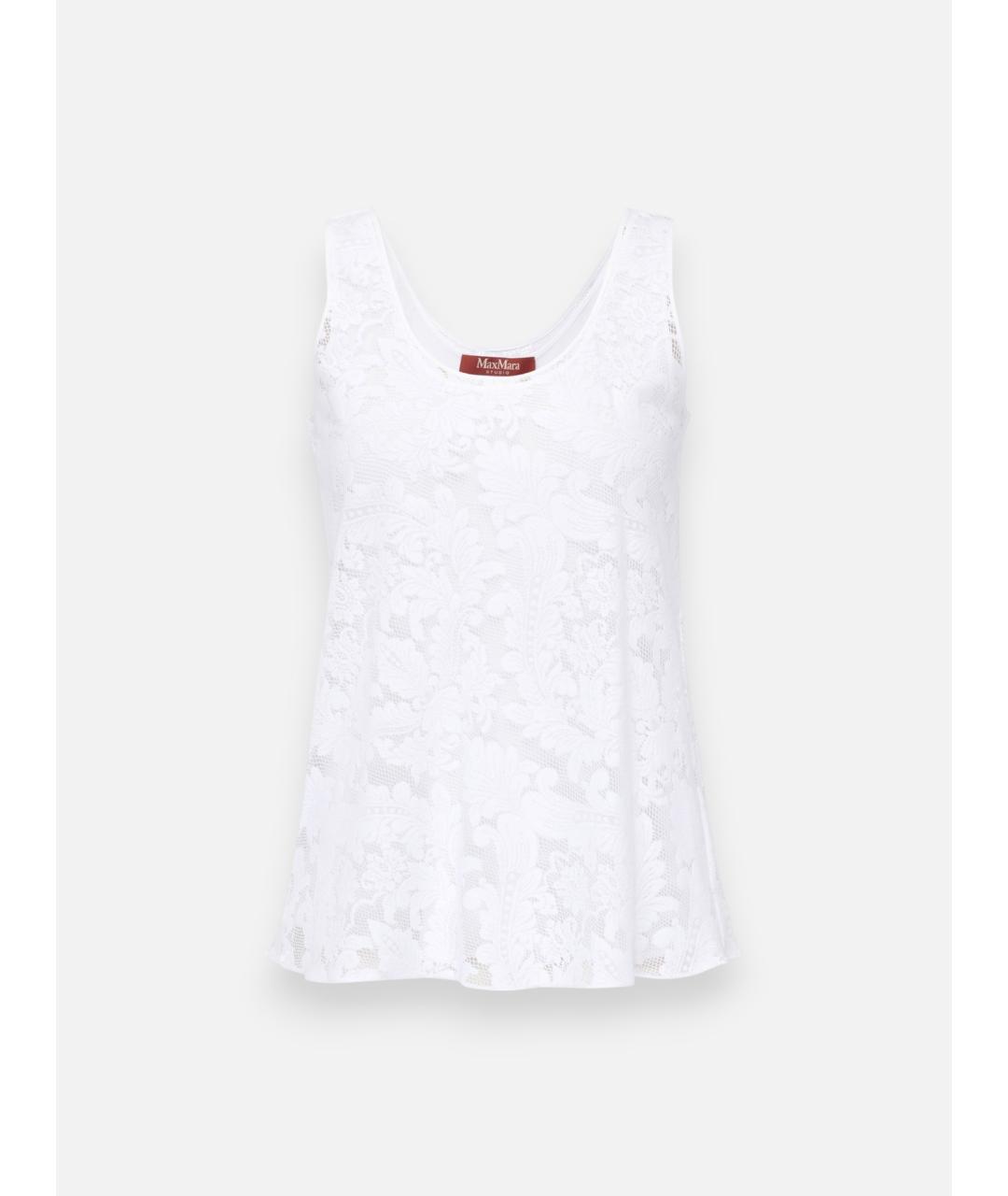 MAX MARA STUDIO Белая хлопковая майка, фото 5