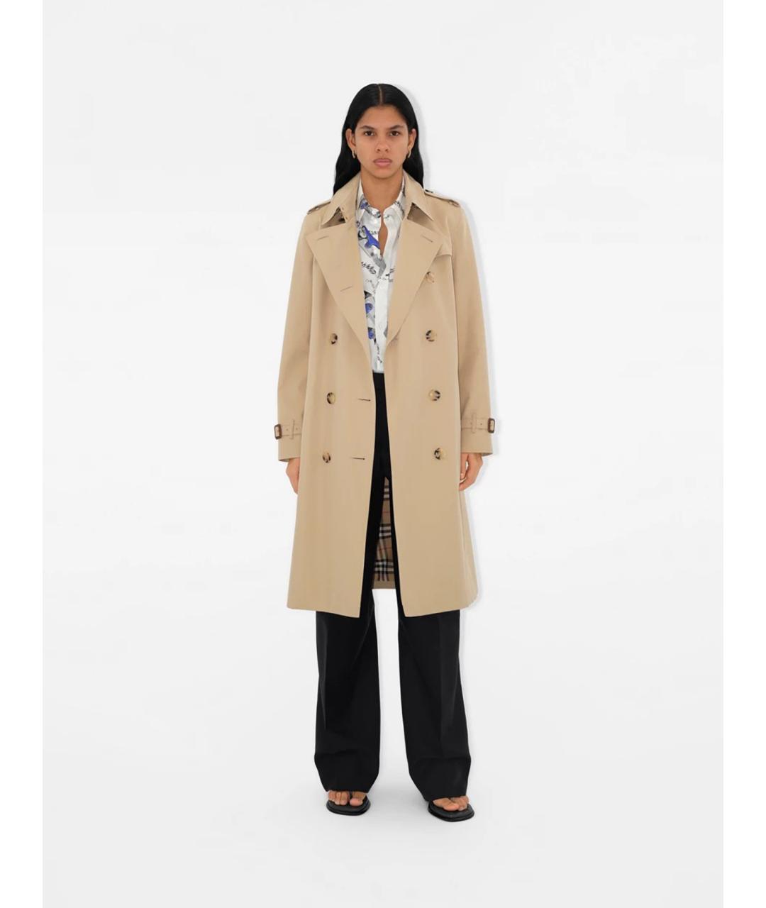 BURBERRY Бежевый хлопковый тренч/плащ, фото 4