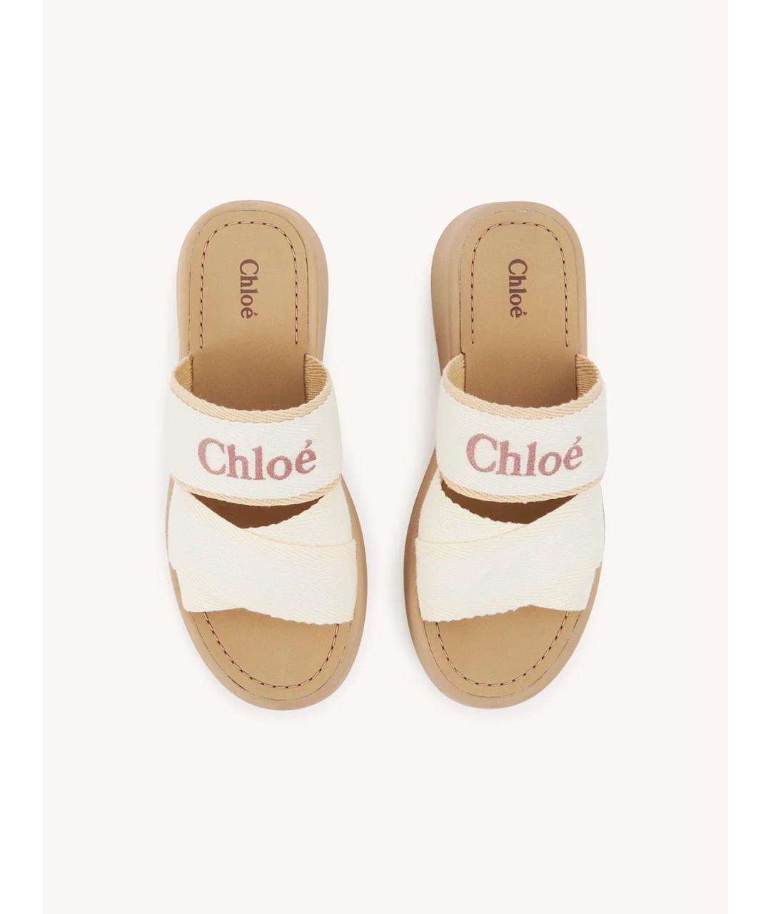 CHLOE Белые текстильные шлепанцы, фото 3
