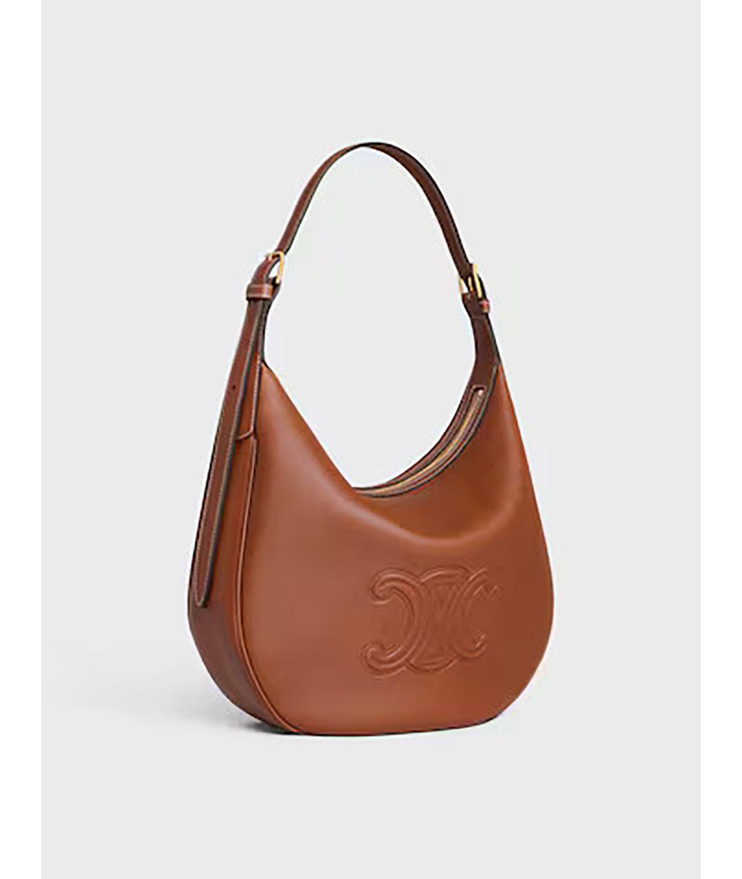 CELINE Коричневая кожаная сумка через плечо, фото 2