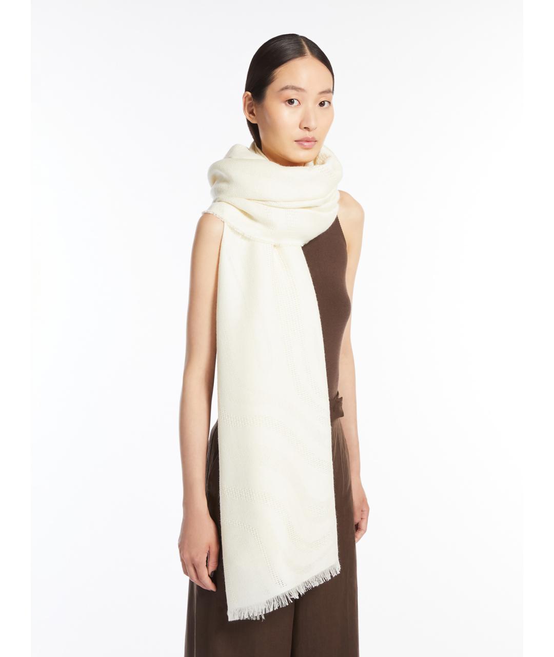MAX MARA Бежевый шерстяной шарф, фото 4