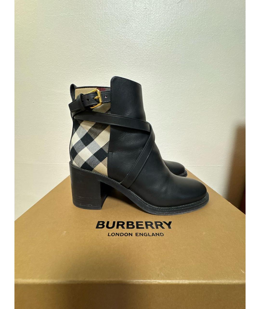 BURBERRY Черные кожаные ботильоны, фото 6