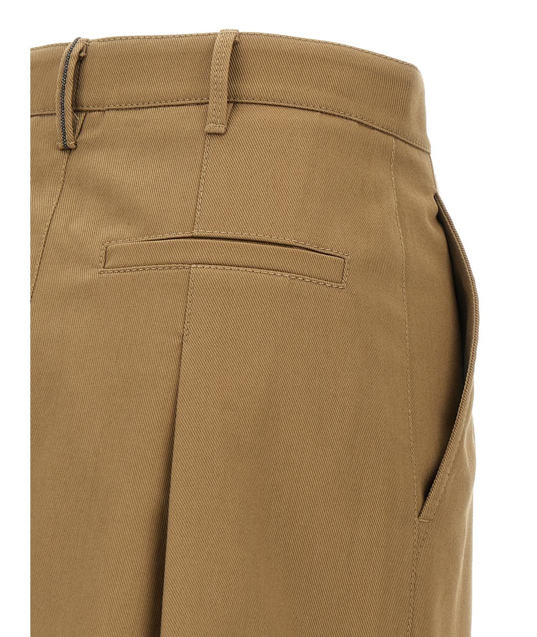 BRUNELLO CUCINELLI Коричневая хлопковая юбка мини, фото 4