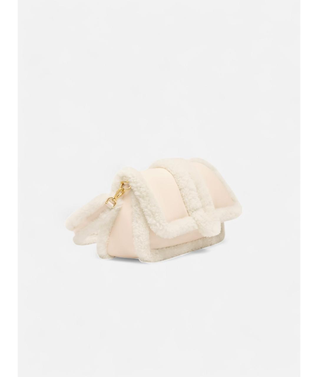 JACQUEMUS Бежевая меховая сумка тоут, фото 2