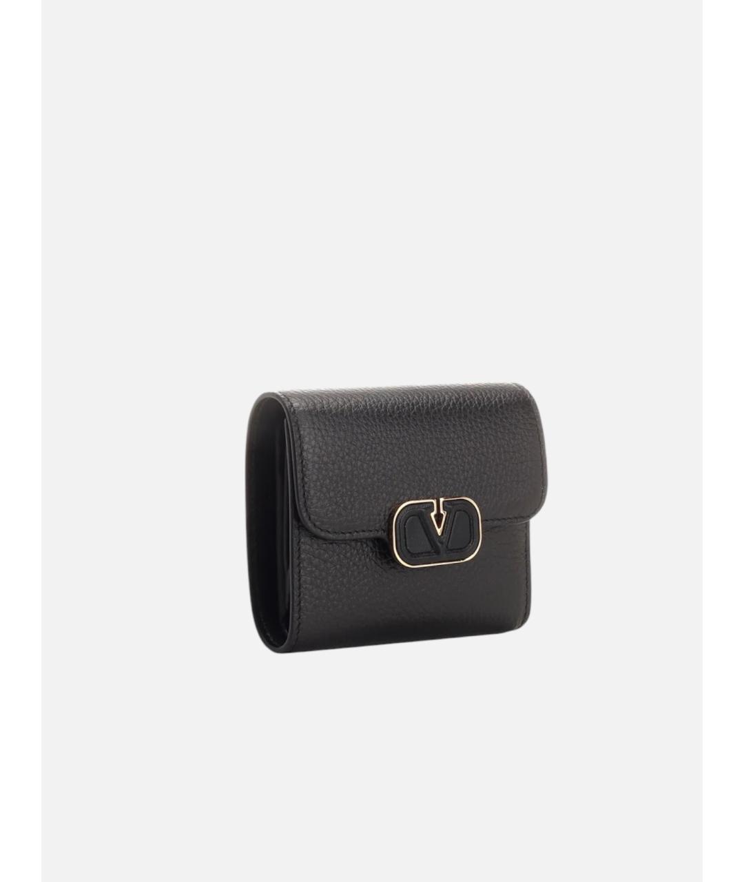 VALENTINO Черный кожаный кошелек, фото 2