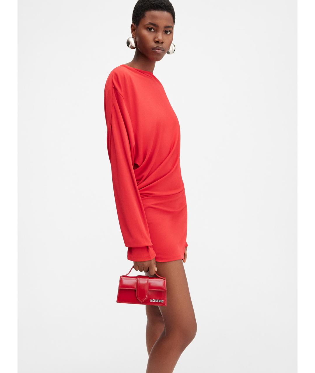 JACQUEMUS Красная кожаная сумка через плечо, фото 2